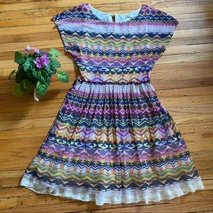 Anthropologie Caraz Dress, Weston Wear, Abstract Rainbow Stripe